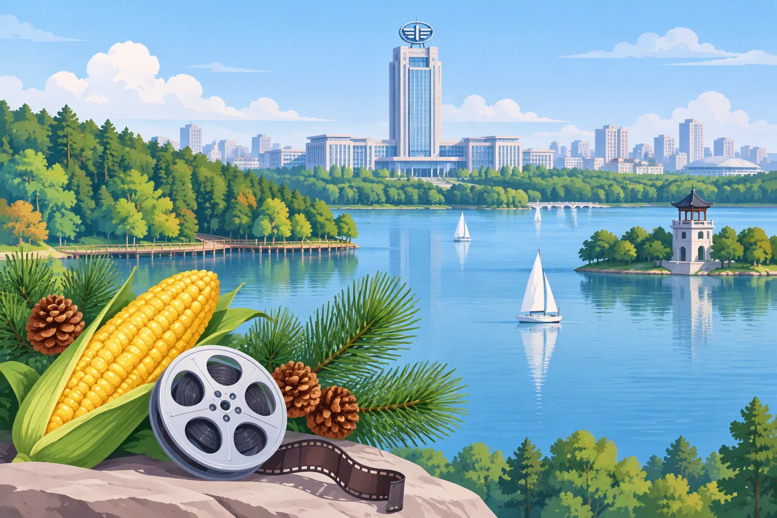 Changchun city profile illustration