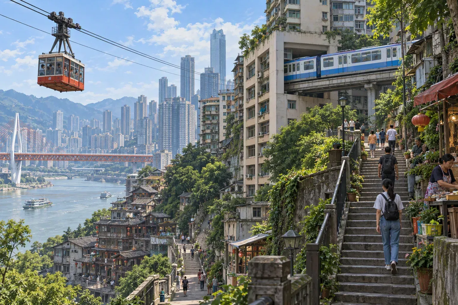 Metro, bridges and daily student life in Chongqing