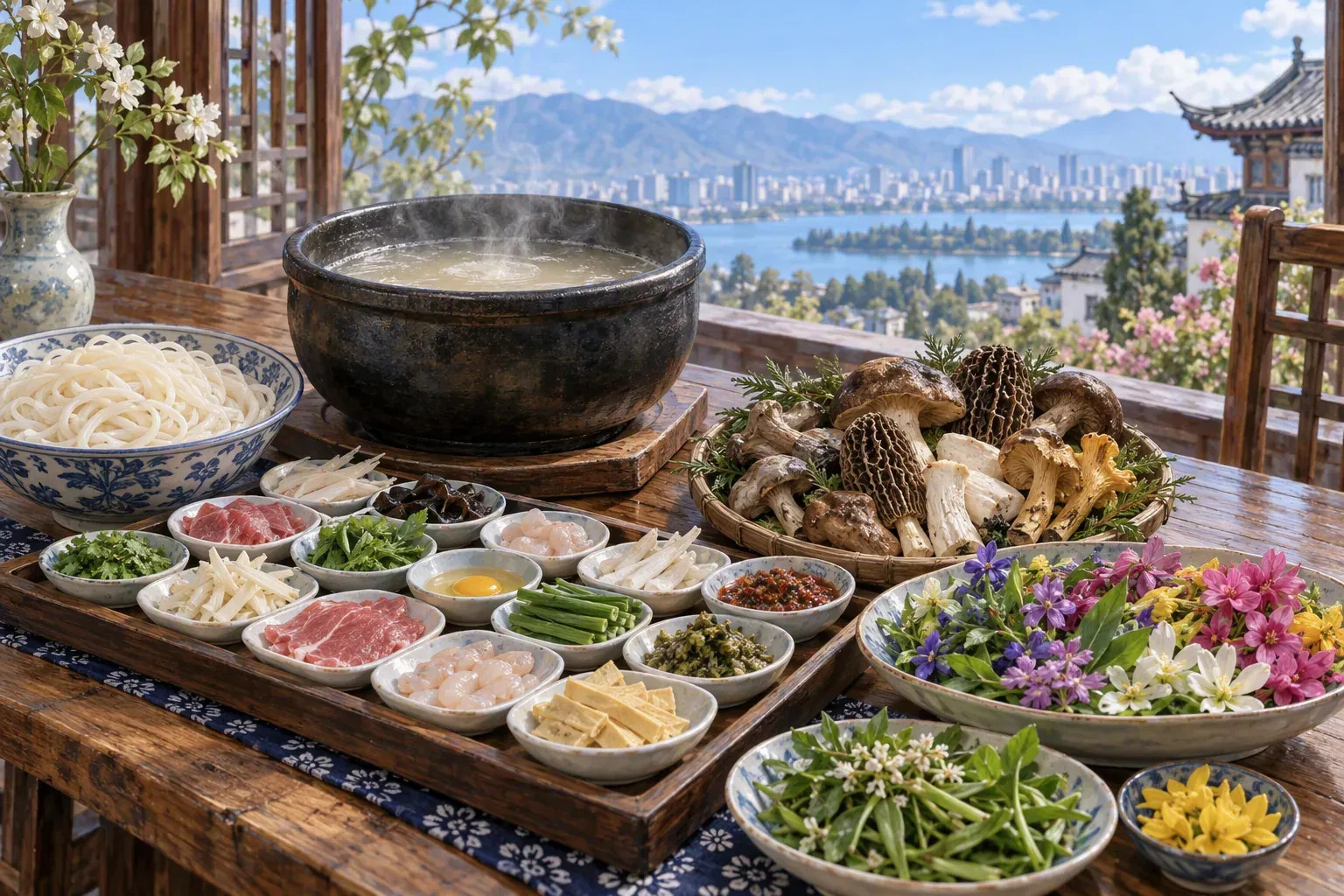 Kunming crossing-the-bridge rice noodles and Yunnan dishes