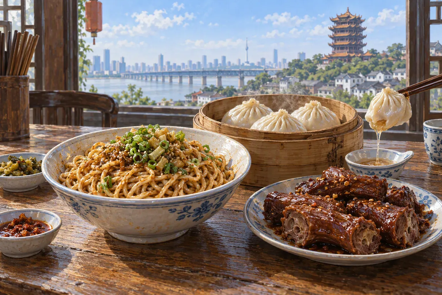 Wuhan food: reganmian and doupi