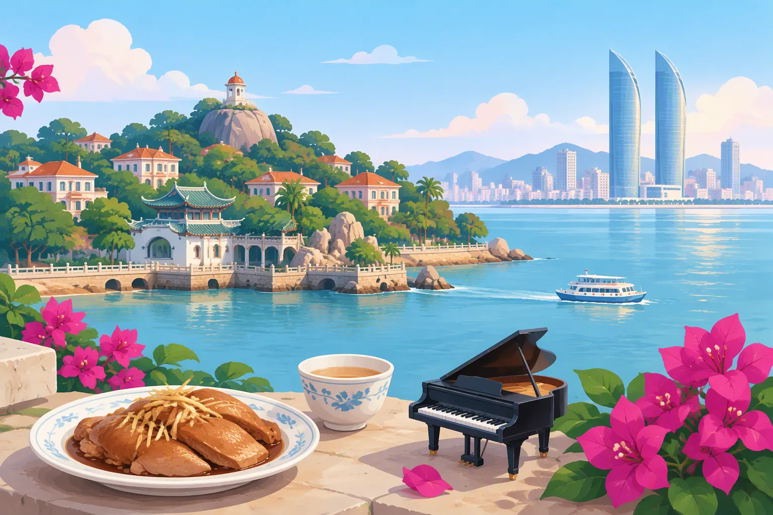 Xiamen city profile illustration