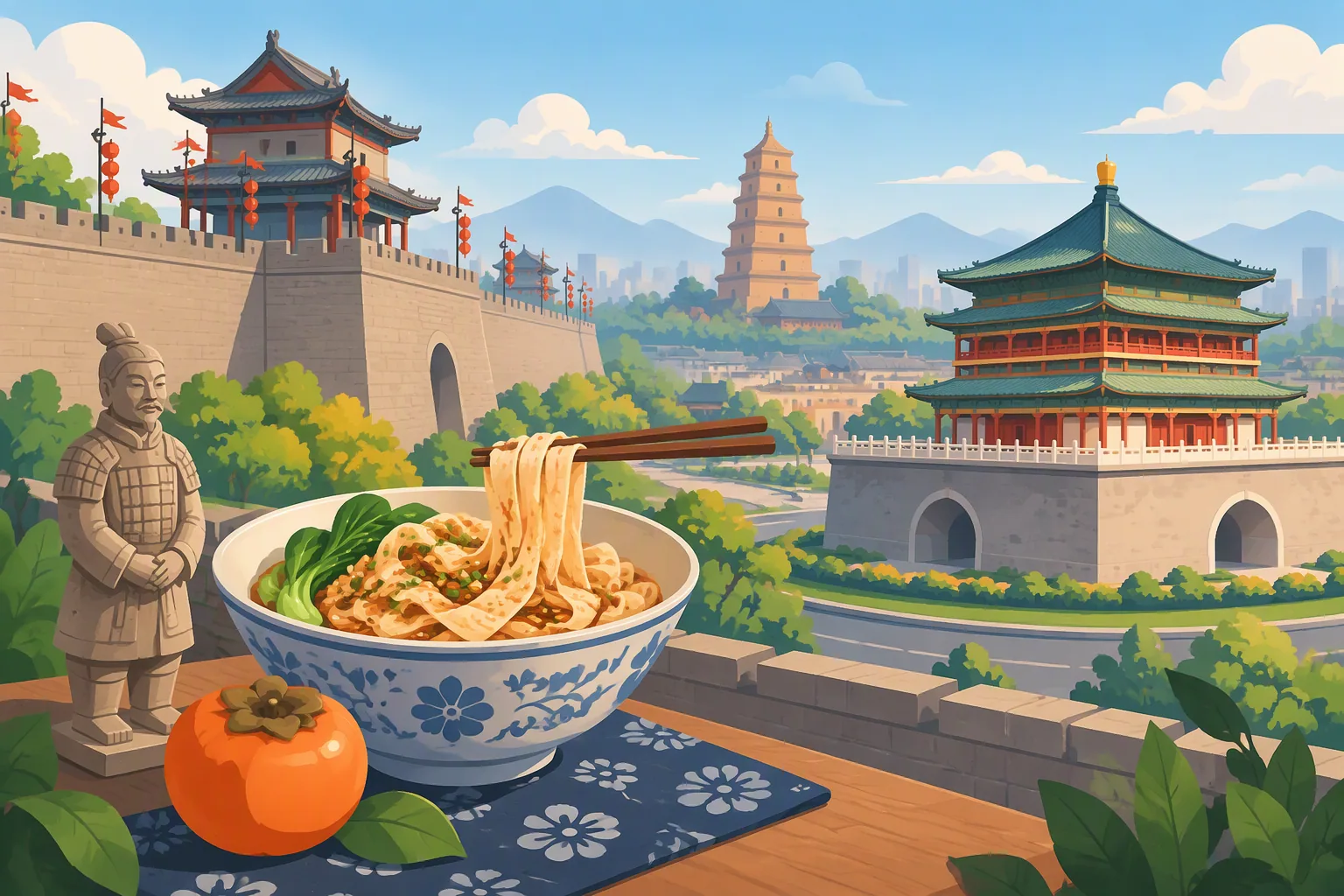 Xi'an city profile illustration